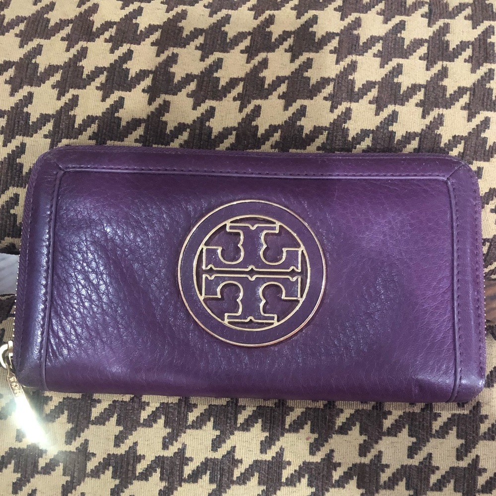 Purple Tory Burch Zipper Wallet